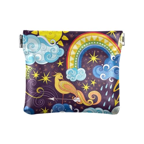 Cartoon Haie Skateboards Blau Münzen Geldbörse Mini Kleingeldbeutel Frauen Münzfach, Fairytale Weather Purple, Muster: von GAIREG