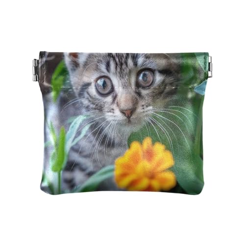 Cartoon Haie Skateboards Blau Münzen Geldbörse Mini Kleingeldbeutel Frauen Münzfach, Niedliche Kätzchen-Blume, Muster: von GAIREG