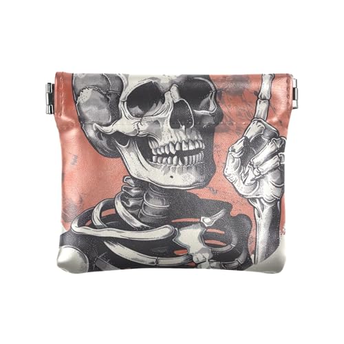 Cartoon Haie Skateboards Blau Münzen Geldbörse Mini Kleingeldbeutel Frauen Münzfach, Skelett zeigt Finger, Muster: von GAIREG