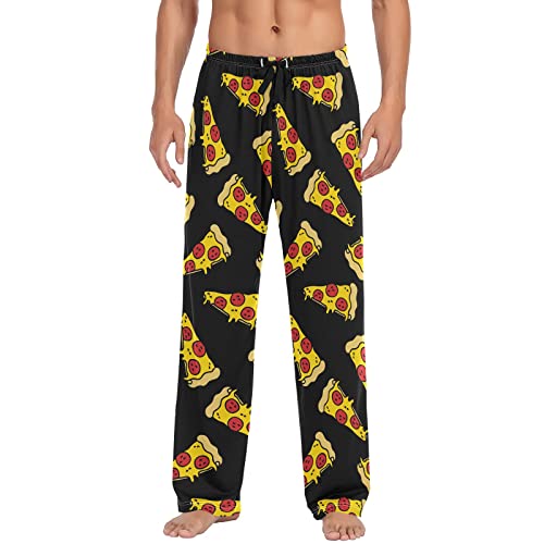 Day Dead Bunter Sugar Skull blauer Pyjama für Herren, lange Pyjamahose mit Kordelzug, Sleep Lounge PJ Pants S-XXL, Pizza Doodle Muster, Medium von GAIREG