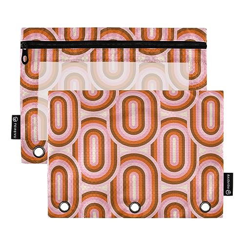 GAIREG 70er Jahre Ästhetisches Muster Binder Zipper Pouch 3 Ring Bleistift Tasche für Binder 2 Pack von GAIREG