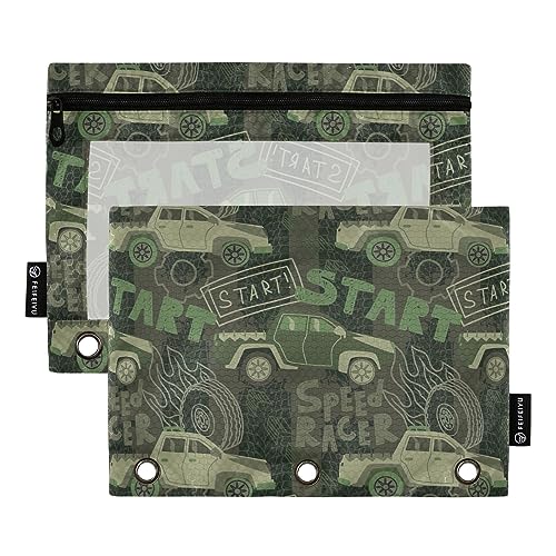 GAIREG Abstrakte Autos Grün Bleistift Tasche für Binder 2 Pack 3 Ringbuch Taschen von GAIREG