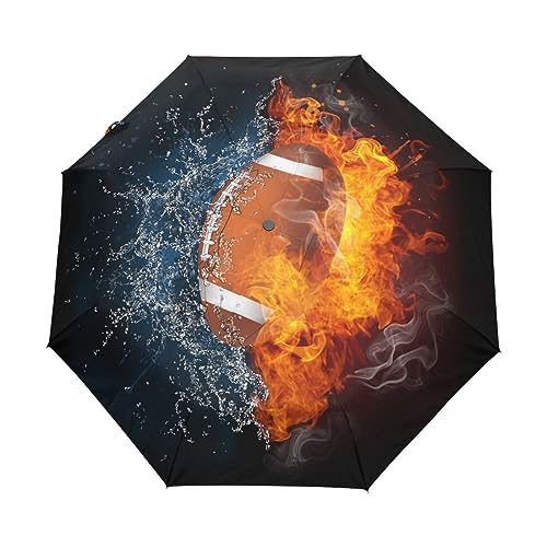 GAIREG American Football Fireball Faltbarer Regenschirm Auto Öffnen Kompakt Leicht Reise Regenschirme für Regen von GAIREG