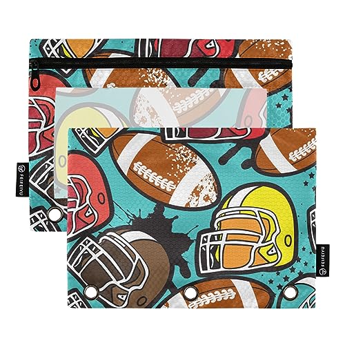 GAIREG American Football on Blue Binder Pouches Pencil Case 3 Ring Binder Pouches for Organization 2 Pack von GAIREG