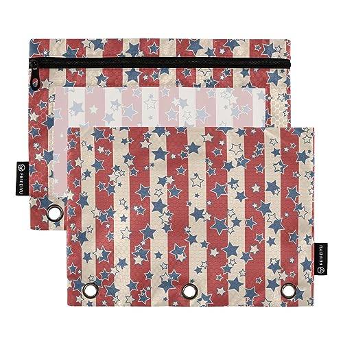 GAIREG American Patriotic Stars Stripes Binder Pencil Pouches 3 Rings Binder Pencil Pouch Binder Pockets 2 Pack von GAIREG