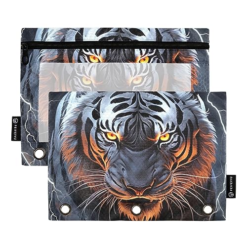 GAIREG Angry White Animal Pencil Pouches for 3 Ring Binder Pencil Case 2 Pack von GAIREG