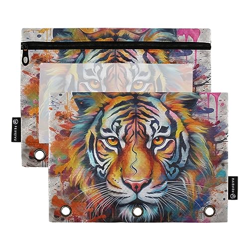 GAIREG Aquarellmalerei Tier 3 Ringe Binder Federmäppchen Federmäppchen für Binder 2 Stück von GAIREG