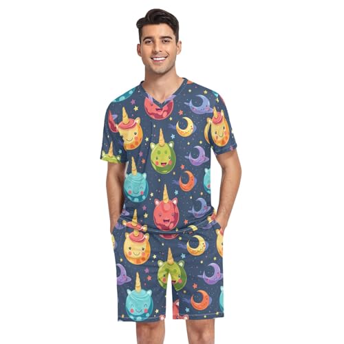 GAIREG Bequemer Herren Kurzärmeliger Schlafanzug S-XXL, Einhorn Weltall, XL GAIREG Bequemer Herren Kurzärmeliger Schlafanzug S-XXL, Einhorn Weltall, XL von GAIREG