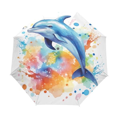 GAIREG Cartoon Springen Delphin Winddicht Auto Reise Regenschirm Compact Folding Regenschirme von GAIREG