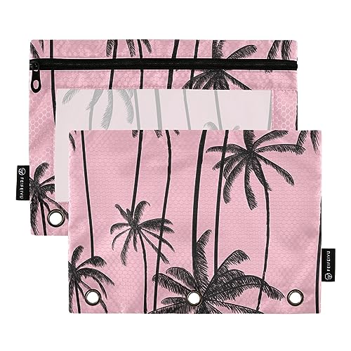 GAIREG Coconuts Palms on Pink Zipper Pencil Pouches 3 Ring Binder Pouches for Organization 2 Pack von GAIREG