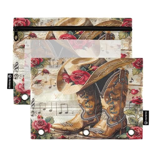 GAIREG Cowgirl Rose noter Pad Federmäppchen 2er-Pack, 3 Ringordner Stifthalter von GAIREG