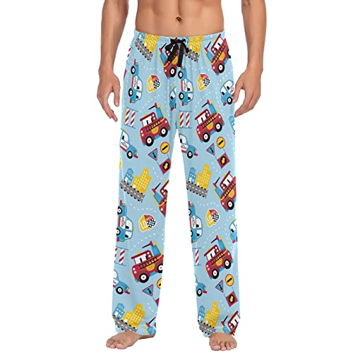 GAIREG Fantasy farbige Blumen Herren Pyjamahose, Herren separate Hose, Loungehose für Männer, lustiges Muster S-XXL, Cartoon-Fahrzeuge, X-Large von GAIREG