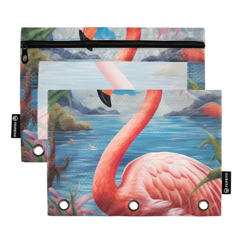 GAIREG Federmäppchen für Ordner, 3 Ringbücher, Pink Flamingo, Blau, Ozean, 2 Stück von GAIREG