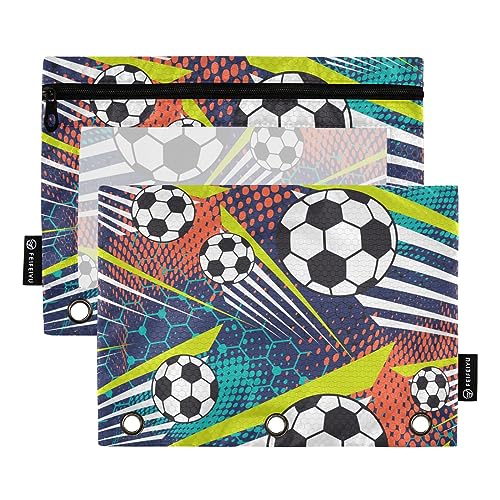 GAIREG Federmäppchen mit Fußball-Design, 3 Ringe, 2 Stück von GAIREG