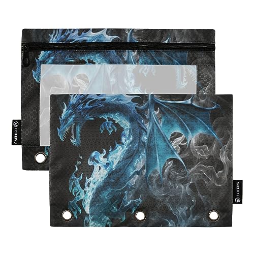 GAIREG Frost Dragon Binder Pouch 3 Ring Binder Zipper Pencil Pouch Binder Pencil Case with Zipper 2 Pack von GAIREG