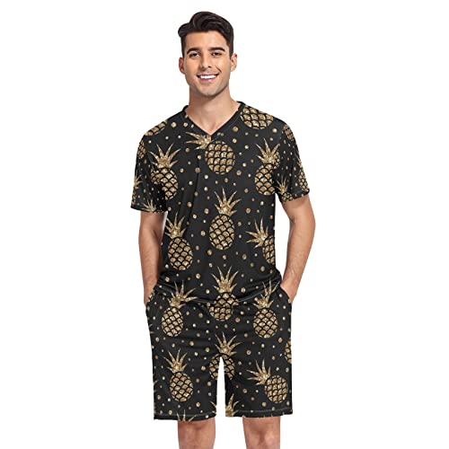 GAIREG Goldene Ananas Herren Pyjama Set Kurzarm 2-teilige Nachtwäsche mit Taschen S-XXL, Goldene Ananas, XL GAIREG Goldene Ananas Herren Pyjama Set Kurzarm 2-teilige Nachtwäsche mit Taschen S-XXL, Goldene Ananas, XL von GAIREG