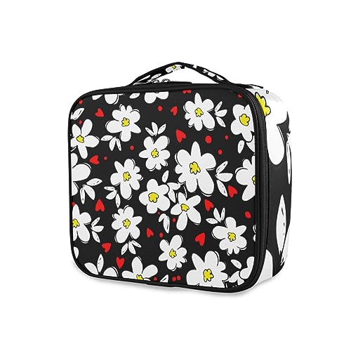 GAIREG Graphic Skull Make-up-Koffer für Frauen, tragbarer Kosmetikkoffer mit Trennwänden, Schminktasche, Blumen Skizze Textil von GAIREG