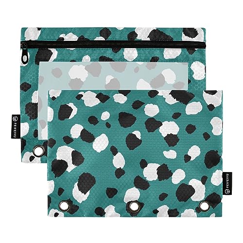 GAIREG Grüne Tiere Leopard Muster Federmäppchen für Binder 3 Ring Ringbuch Federmäppchen 2 Pack von GAIREG