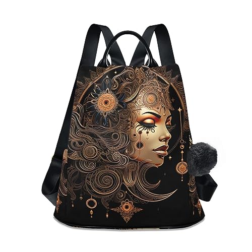 GAIREG Hexen Mandala Symbol Damen Rucksack Geldbörse Anti Diebstahl Casual Mode Tasche mit Pompon, Mandala Mystery Women von GAIREG