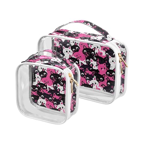 GAIREG Jet Fighters Make-up-Tasche für Damen, Camouflage, Reise-Kulturbeutel, Kulturbeutel, Rosa und schwarze Katzen im Hochformat von GAIREG