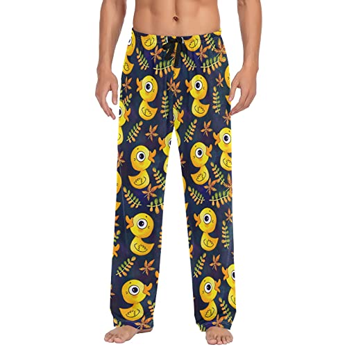 GAIREG Lustige Affe hängende Blätter Pyjamahose für Herren, PJ Hose mit Taschen, Herren lange Schlafhose S-XXL, Enten Zweige Blätter, X-Large von GAIREG