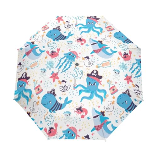 GAIREG Lustiger Regenschirm mit Piraten-Motiv, winddicht, automatisches Öffnen und Schließen von GAIREG