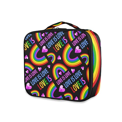 GAIREG Make-up-Tasche mit Fledermaus-Motiv, tragbar, Reise-Make-up-Tasche mit Pinselfach für Damen, Violett, Lgbt Rainbow Schwarz von GAIREG