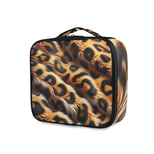 GAIREG Make-up-Tasche mit Leopardenmuster, tragbar, Reise-Make-up-Tasche mit Pinselfach für Frauen, Leopardenmuster von GAIREG