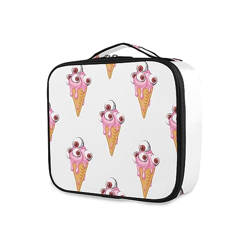 GAIREG Make-up-Tasche mit Rosenmotiv, für Reisen, mit Trennwänden, für Damen, Rosa Eiscreme Augen Muster von GAIREG