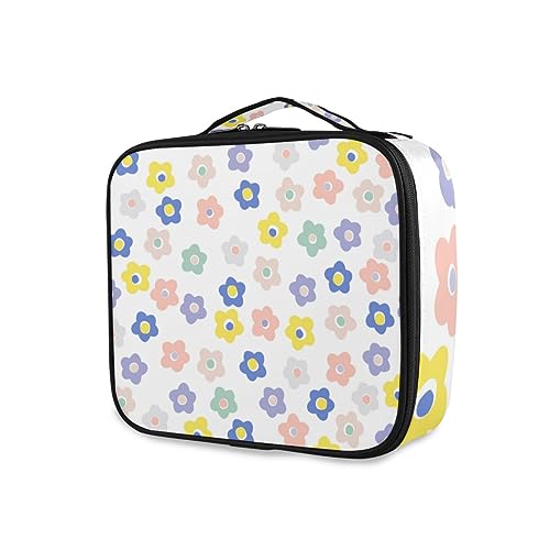 GAIREG Make-up-Tasche mit roten Lippen und Kirschen, für Reisen, mit Trennwänden, für Frauen, Blumen Gänseblümchen 1 von GAIREG