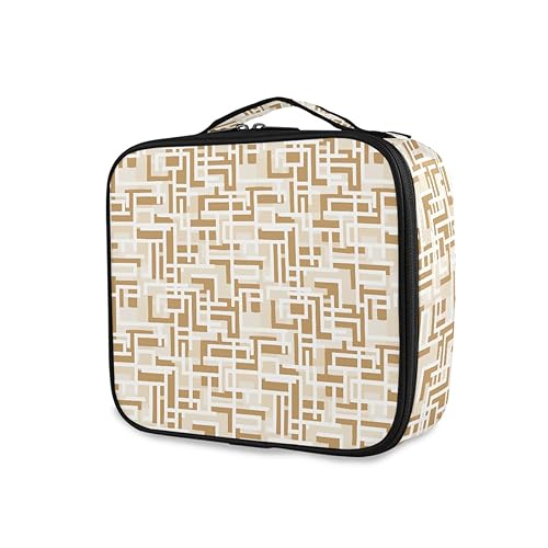 GAIREG Make-up Zug Fall Kosmetiktasche Reise Tragbare Aufbewahrung Kulturbeutel mit herausnehmbaren Trennwänden für Frauen, Weiß, Beige, Braun von GAIREG