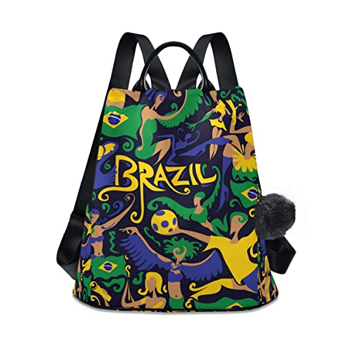 GAIREG Mardi Gras Ballon Karneval Anti Diebstahl Rucksack Geldbörse für Frauen Mode Reise Schultaschen mit Pompon, Brasilien Karneval 1 von GAIREG