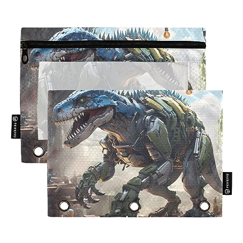 GAIREG Mechanisches Dino Federmäppchen für Binder, 2 Stück, 3 Ringe von GAIREG