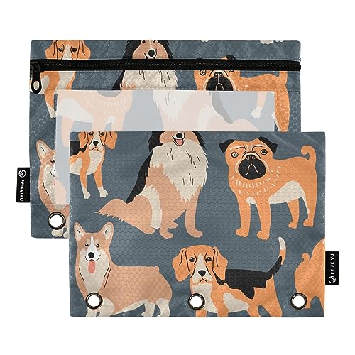 GAIREG Mops Hund Muster Binder Pouch 3 Ring Bleistift Taschen für Binder 2 Pack von GAIREG