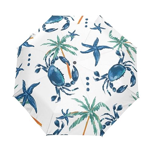 GAIREG Nette blaue Krabbe Falten Regenschirm Auto öffnen und schließen kompakte winddichte Regenschirme von GAIREG