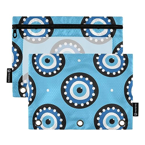 GAIREG Niedliche Augen Blau Binder Bleistift Tasche Aufbewahrungstasche für drei Ringbücher Bleistift Fall für Binder 2 Pack von GAIREG