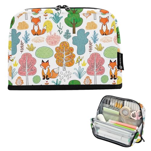 GAIREG Niedliche Füchse Wald Bäume aufrecht Bleistift Tasche Reißverschluss Faltbare Tasche für Kinder Erwachsene Reisen von GAIREG