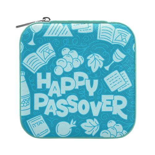 GAIREG Passover jüdischer Feiertag, Pessachblau, Reise-Schmuckkoffer, klein, tragbar, Schmuck-Organizer für Frauen, organisiert Ihre Ohrringe, Ringe und Halsketten, blau von GAIREG