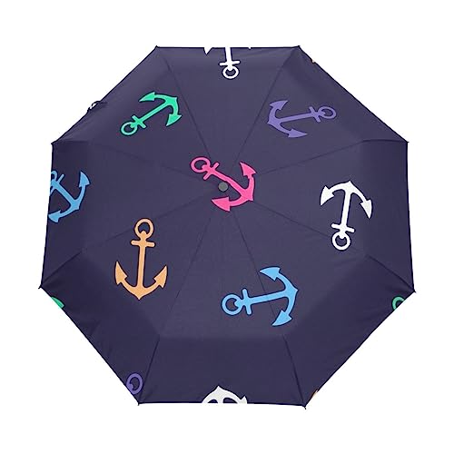 GAIREG Regenschirm mit buntem Anker, automatisches Öffnen und Schließen, kompakt zusammenklappbar von GAIREG