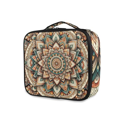 GAIREG Reise-Make-up-Tasche, Organizer, tragbarer Kosmetikkoffer mit verstellbaren Trennwänden, Make-up-Tragetasche, Boho Bohemian Art von GAIREG