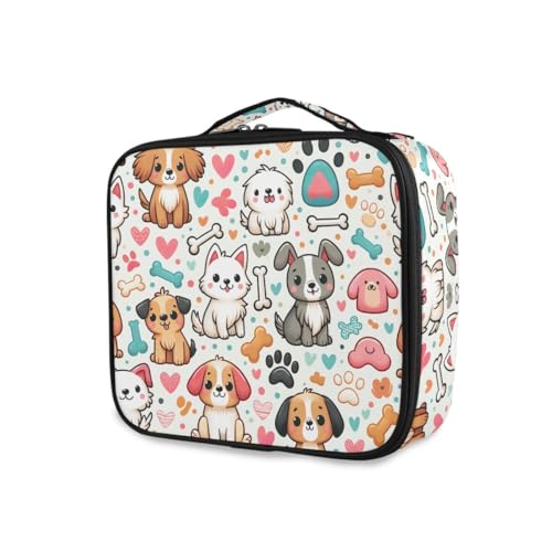 GAIREG Reise-Make-up-Tasche, Organizer, tragbarer Kosmetikkoffer mit verstellbaren Trennwänden, Make-up-Tragetasche, Hunde Haustier Pfoten Knochen von GAIREG