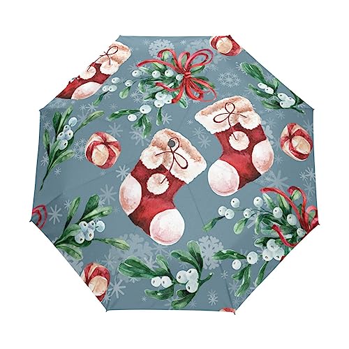 GAIREG Reise-Regenschirm Weihnachten Neujahr Muster Automatisch Öffnen Schließen Winddicht Kompakt Faltbare Regenschirme von GAIREG