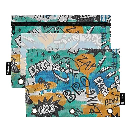 GAIREG Slogans Graffiti Bleistift Tasche für Binder 3 Ring Bleistift Tasche für Binder 2 Pack von GAIREG