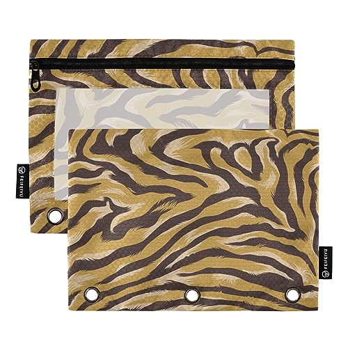 GAIREG Tiger Stripes Pattern Binder Pencil Pouches Pencil Pouches for 3 Ring Binder Pockets with Zipper 2 Pack von GAIREG