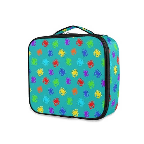 GAIREG Vintage Rosen Make-up Tasche Kosmetiktasche für Frauen Reise Kulturbeutel, Bunte Krabben auf Blau von GAIREG