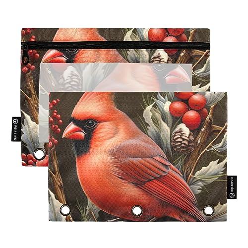 GAIREG Winter Red Bird Federmäppchen mit 3 Löchern und Reißverschluss, 2 Stück von GAIREG