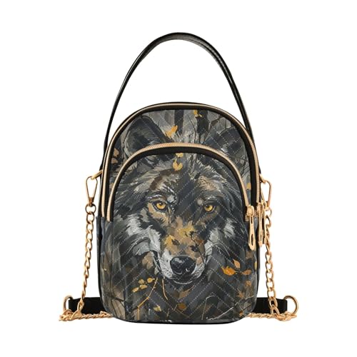 GAIREG Wolf Fall Leaves Gesteppte Geldbörse Crossbody Kleine Handtasche für Damen Trendy, Wolf Fall Leaves, Einheitsgröße von GAIREG