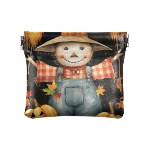 Geldbörse aus Kunstleder für Männer und Frauen, Vogelscheuche mit Kürbissen, Design: von GAIREG