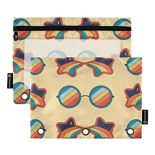 Groovy Brillenmuster Binder Pouch 3 Ring Zipper Pouch Binder Pouches with Zipper 2 Pack von GAIREG