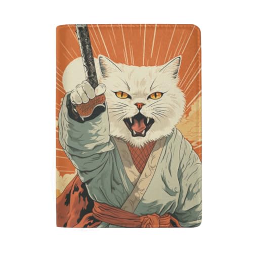 Halloween Totenköpfe Bunte Reisepasshülle mit Kreditkartenfächern Reisepasshülle für Herren, Orientalische Katze, Orange von GAIREG